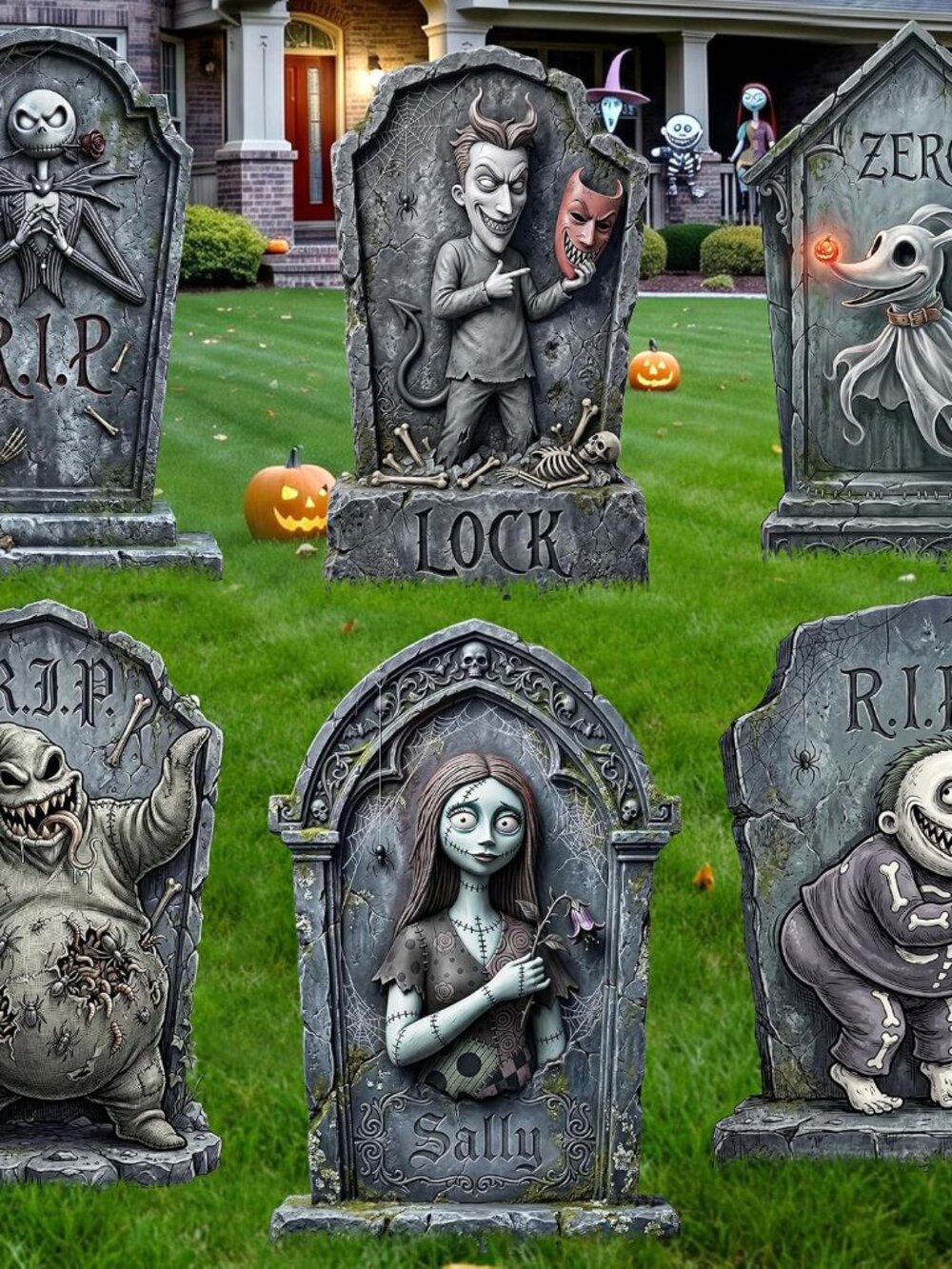 17 Inch Halloween Tombstones Outdoor Yard signs Graveyard Decorations